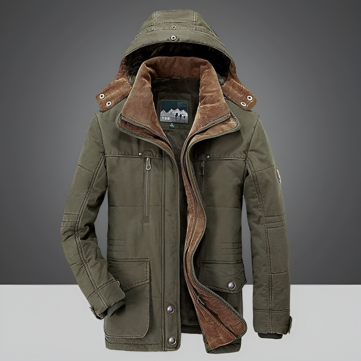 Casual men's warm winter coat, ideal for cold weather protection. Insulated, durable outerwear for everyday use.