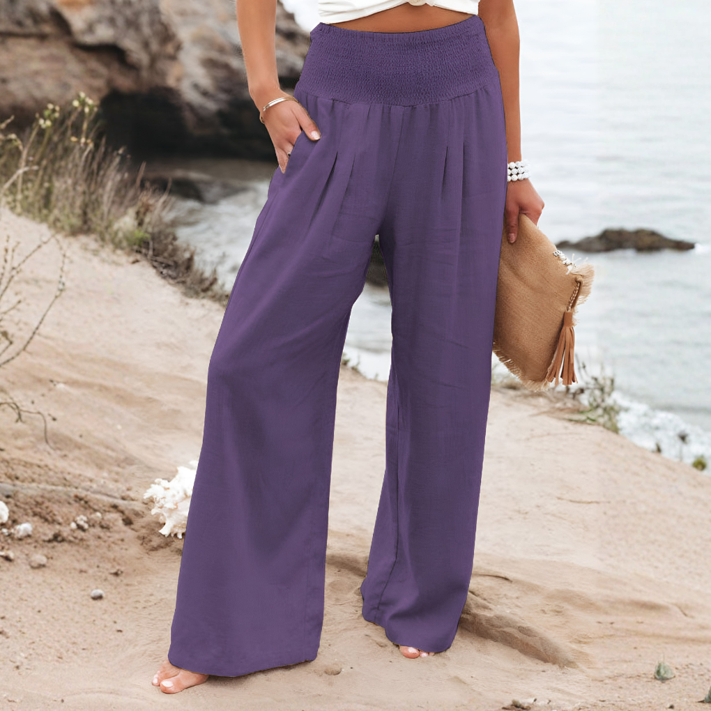 Breezy flowy wide-leg palazzo pants for women, high-waisted for comfortable summer daily outfits.