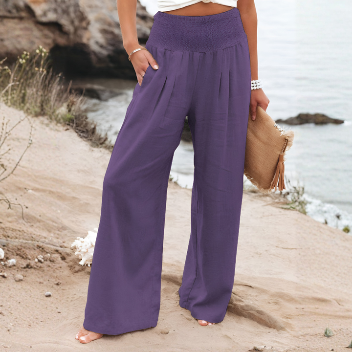 Breezy flowy wide-leg palazzo pants for women, high-waisted for comfortable summer daily outfits.