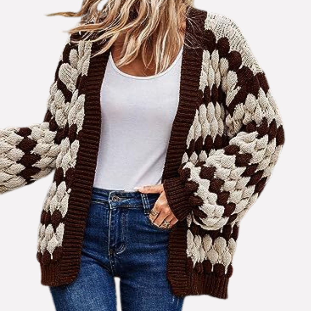 Chic women's open-front cardigan, ideal for versatile fall & spring fashion layering and casual wear.