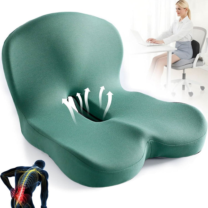 Posture corrector seat cushion: unisex design, memory foam for back support & pain relief.