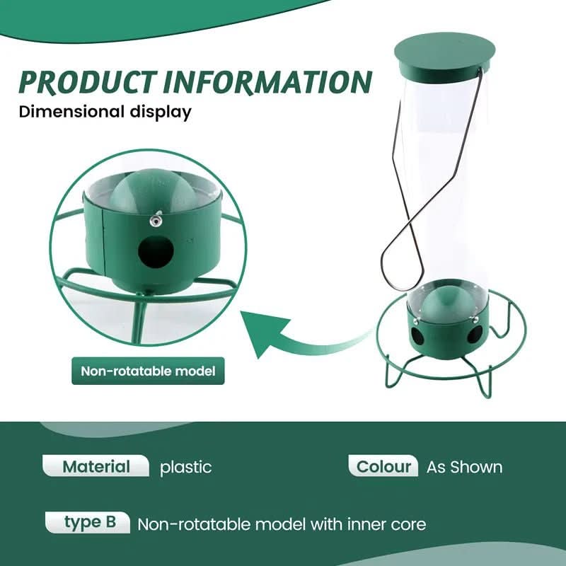 Outdoor bird feeder & house, squirrel-proof with rotating perch, ideal for feeding and attracting wild birds.