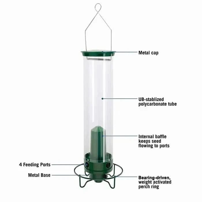 Premium squirrel-proof birdhouse with 4 feeder openings & rotating perch, perfect for outdoor wild bird feeding.