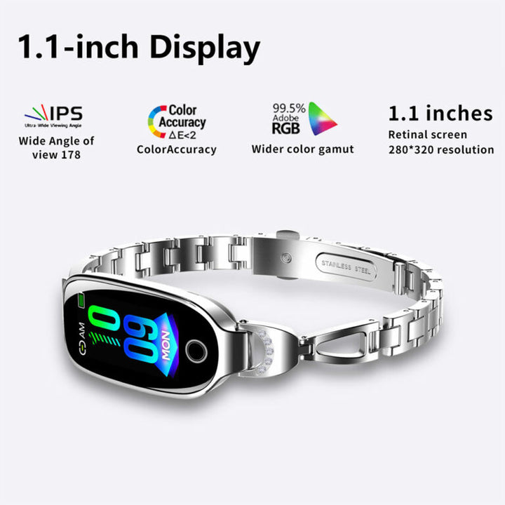 Women's Waterproof Smart Fitness Bracelet with HR & BP Monitor