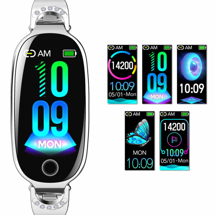 Women's Waterproof Smart Fitness Bracelet with HR & BP Monitor