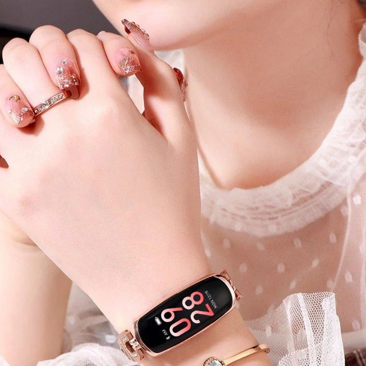 Women's Waterproof Smart Fitness Bracelet with HR & BP Monitor