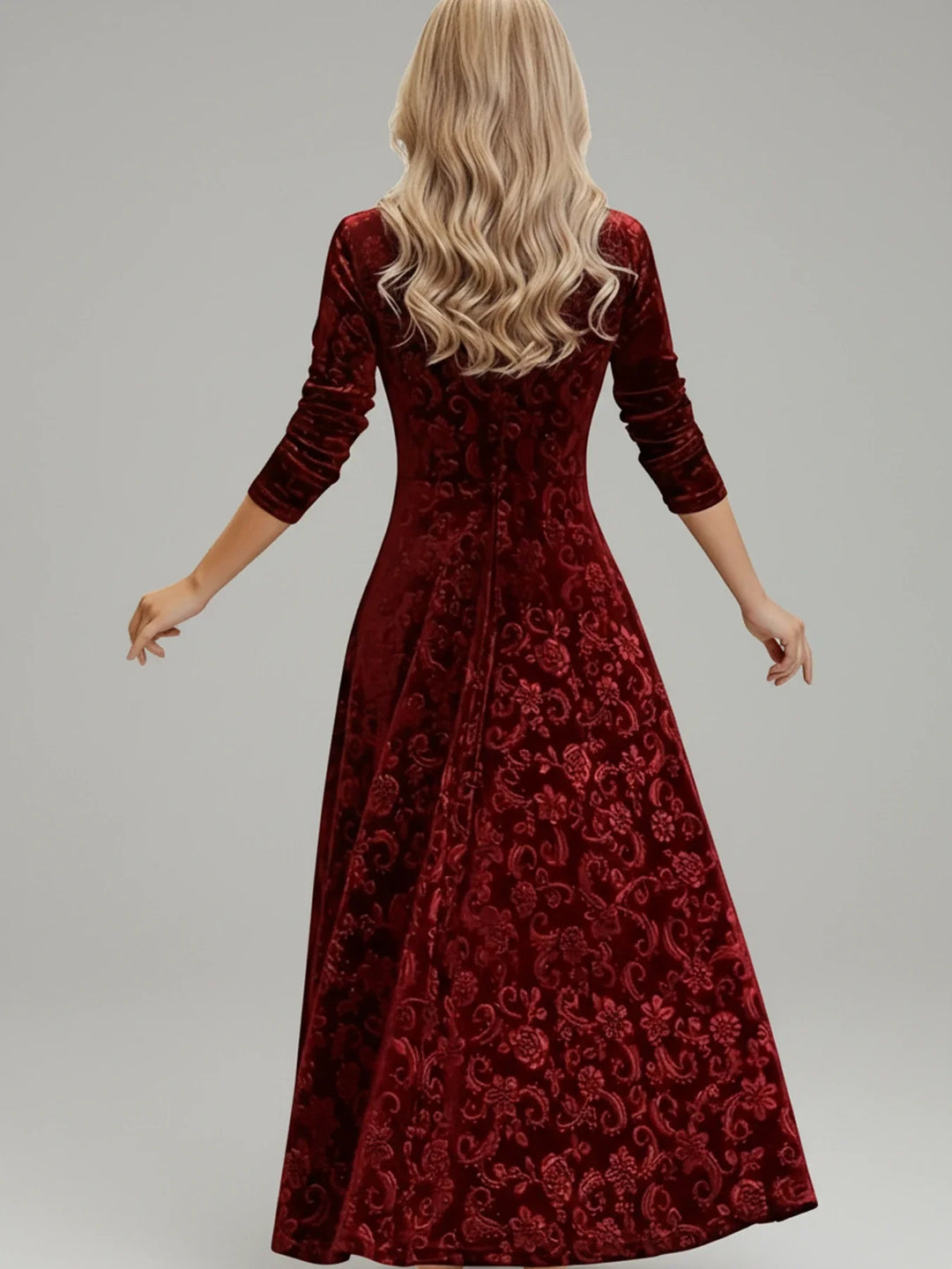 Versatile women's midi dress featuring a vibrant floral pattern & flattering A-line silhouette. Ideal for elegant occasion wear.