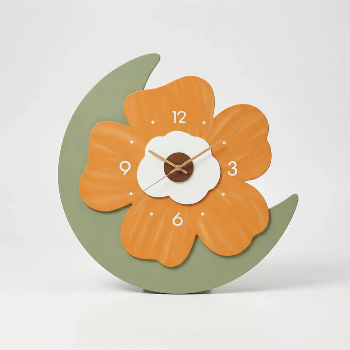 Unique flower clock for wall decor, featuring a striking floral pattern and silent quartz movement.