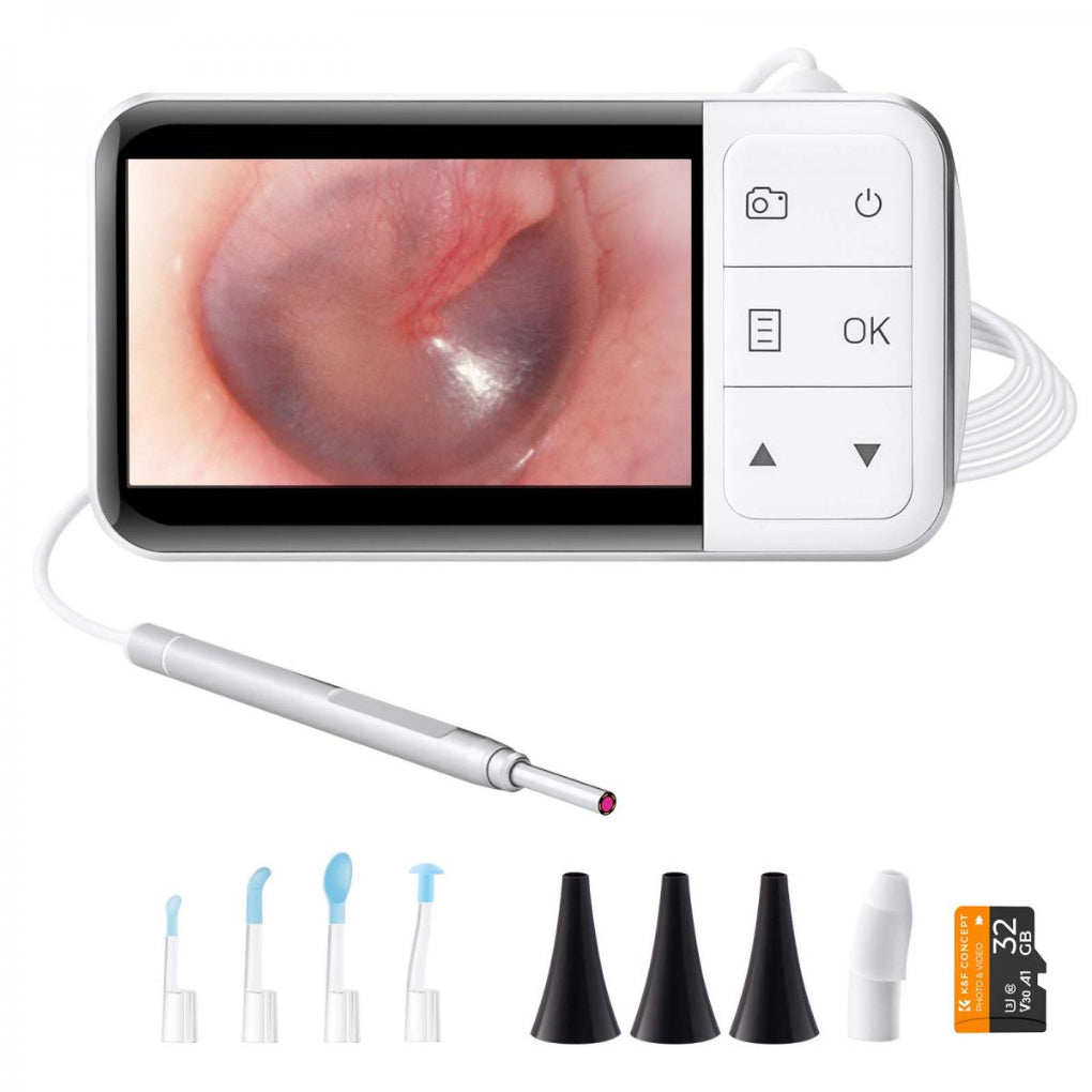 Digital otoscope with 4.5-inch HD screen for detailed ear inspection. Ideal for home ear health & wax removal.