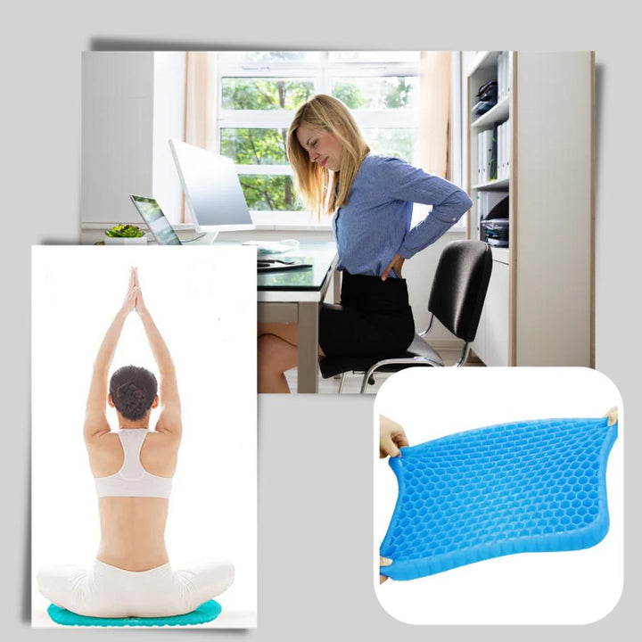 Universal ergonomic gel seat cushion for pressure relief, ideal for office chairs & car seats.