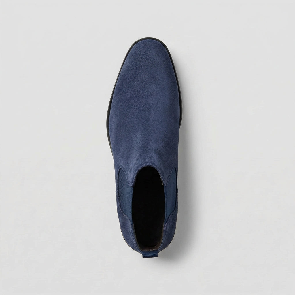 Men's blue Chelsea boots. Versatile, comfortable, and stylish slip-on footwear for everyday elegance.