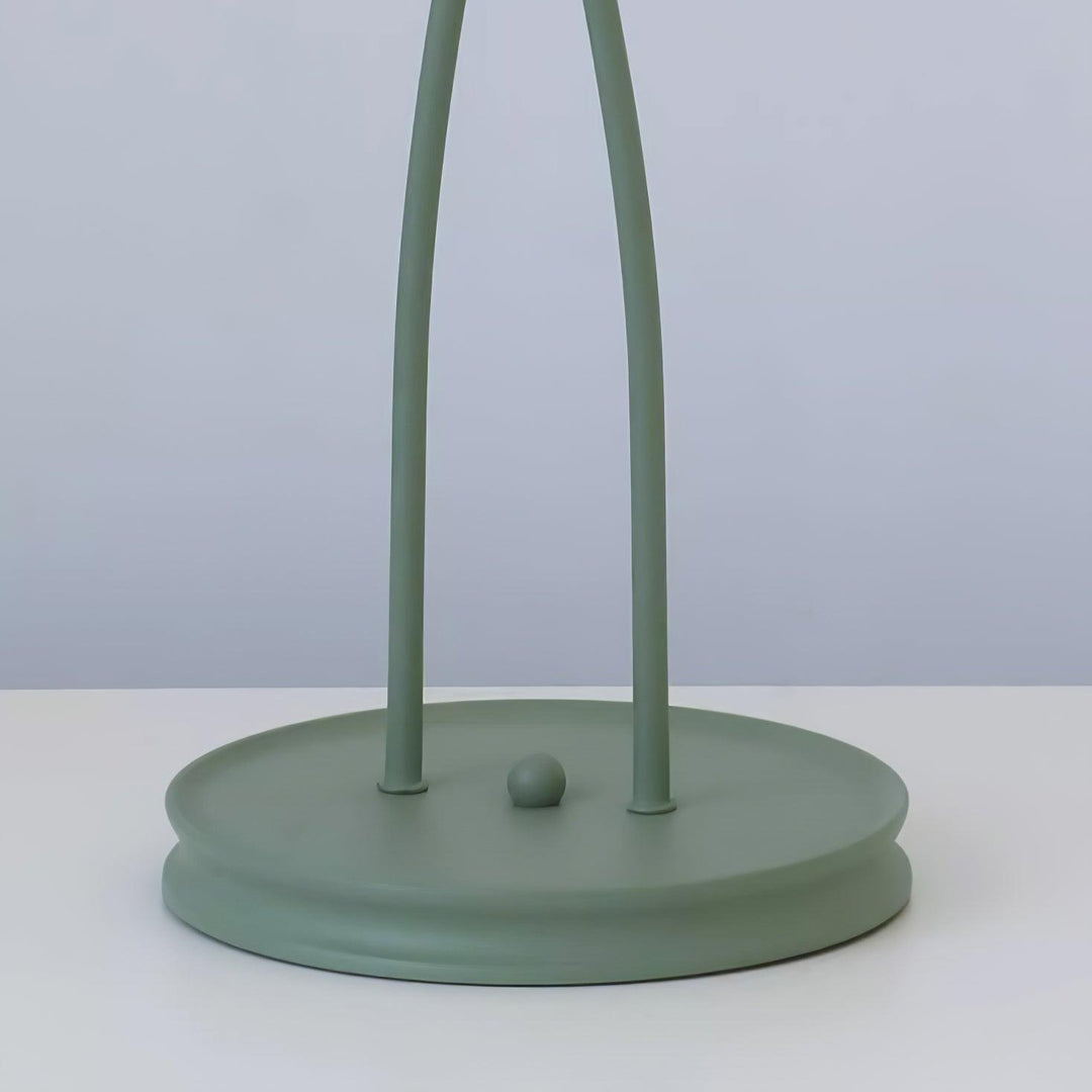 Green floral floor lamp, modern white shade, botanical motif, perfect for reading nooks.