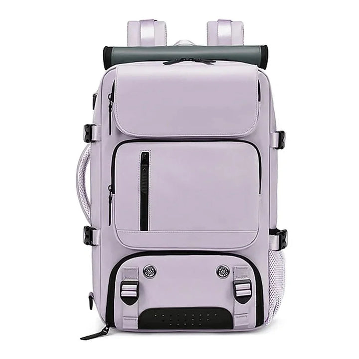 Durable large waterproof travel backpack built for rugged adventures, with convenient external USB charging port.
