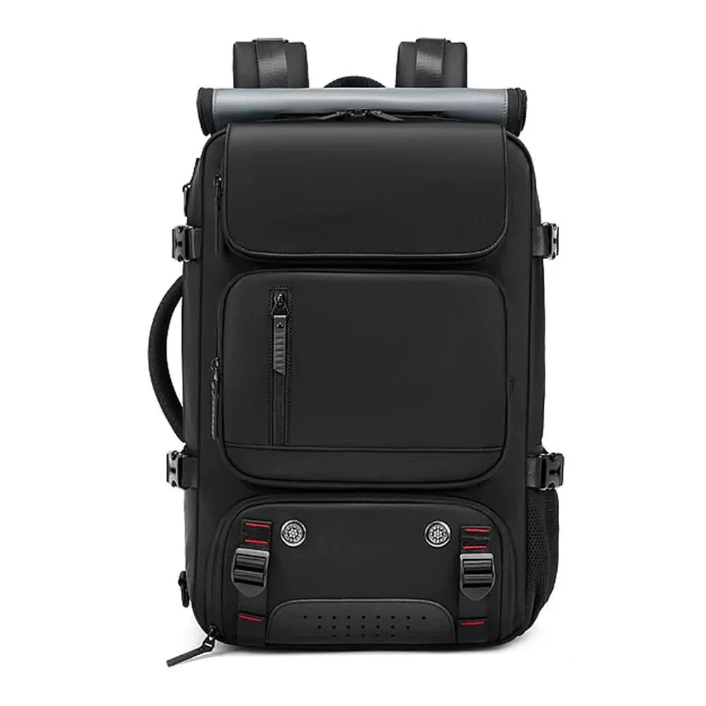 Adventure-ready waterproof travel backpack with USB charging, ideal for hiking, camping & international trips.