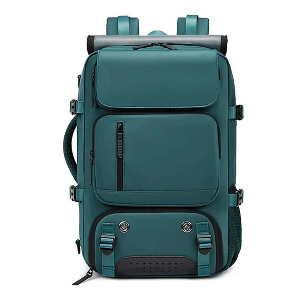 Versatile waterproof travel backpack with USB charging, great for business trips, weekend getaways & daily use.