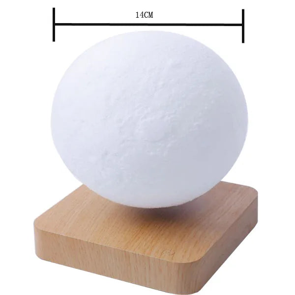 Contemporary levitating moon desk lamp, an LED night light for modern home decor & unique ambiance.