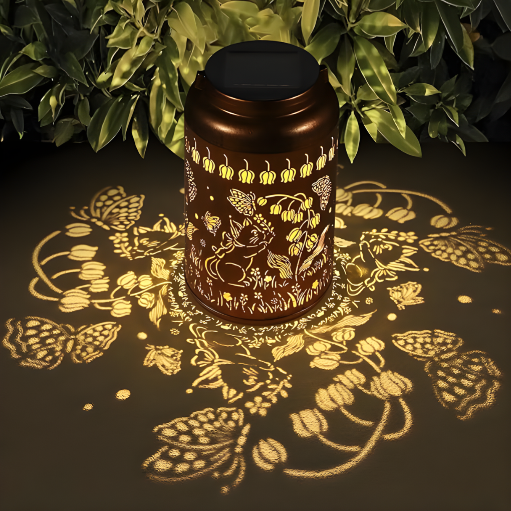 Whimsical animal solar lantern, a delightful decorative light for gardens and patios.