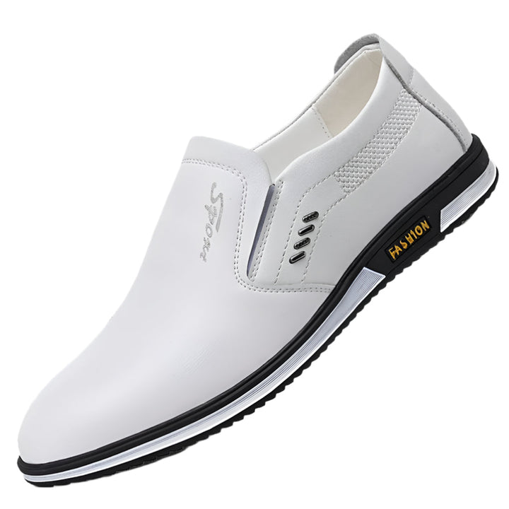 Men's elegant black leather lace-up oxford dress shoes, versatile for formal and casual occasions. Comfortable footwear.