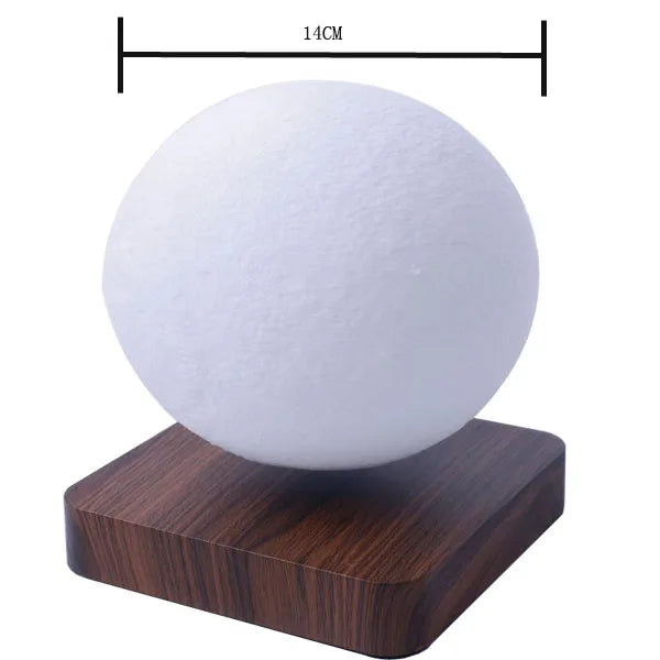 Elegant levitating moon lamp with soft LED glow; ideal ambient night light & modern home decor.