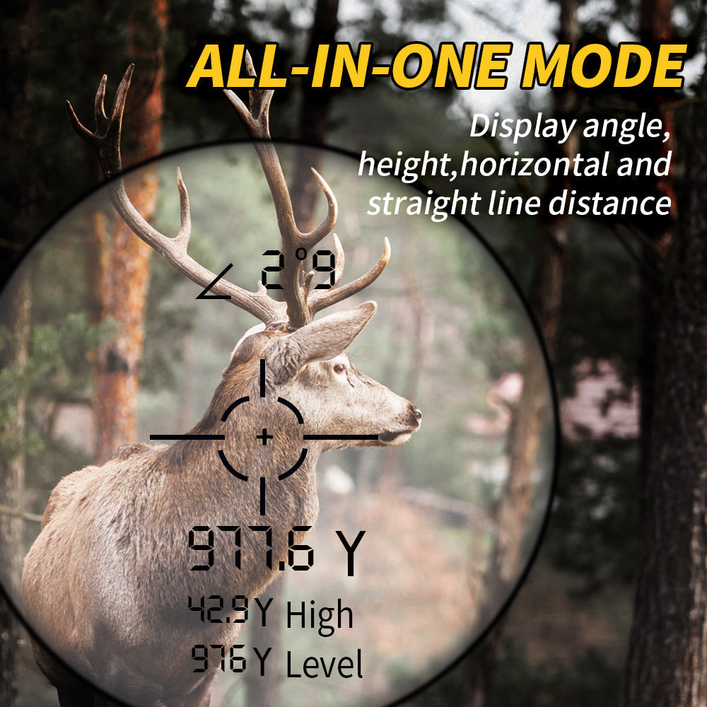Durable precision outdoor laser rangefinder, a reliable golf & hunting distance measurer with 6.5x zoom.