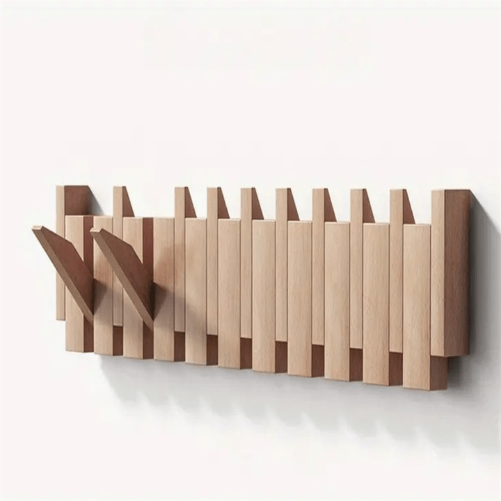 Modern piano wall coat rack with space-saving foldable hooks. Stylish home decor & functional.