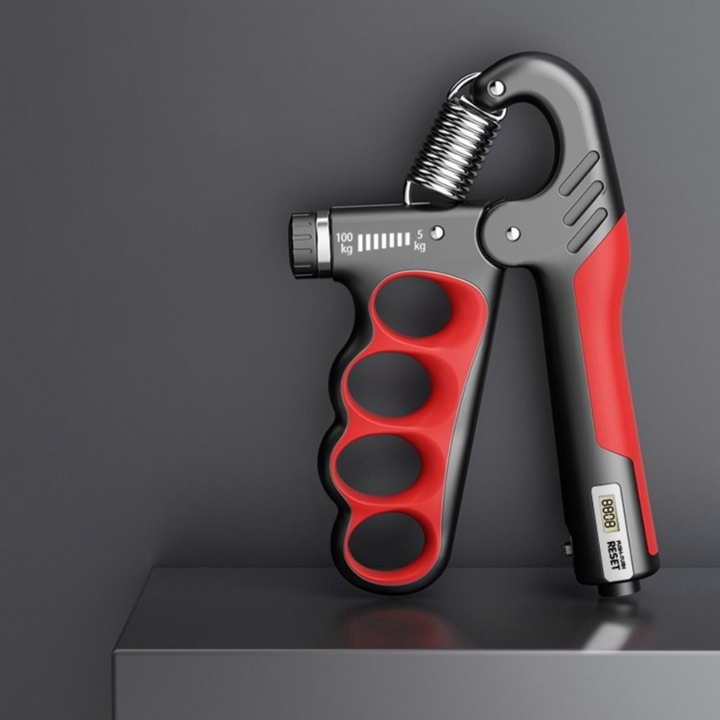 Compact Tavvitaimp18 digital hand exerciser. Adjustable resistance for effective forearm & grip workouts.