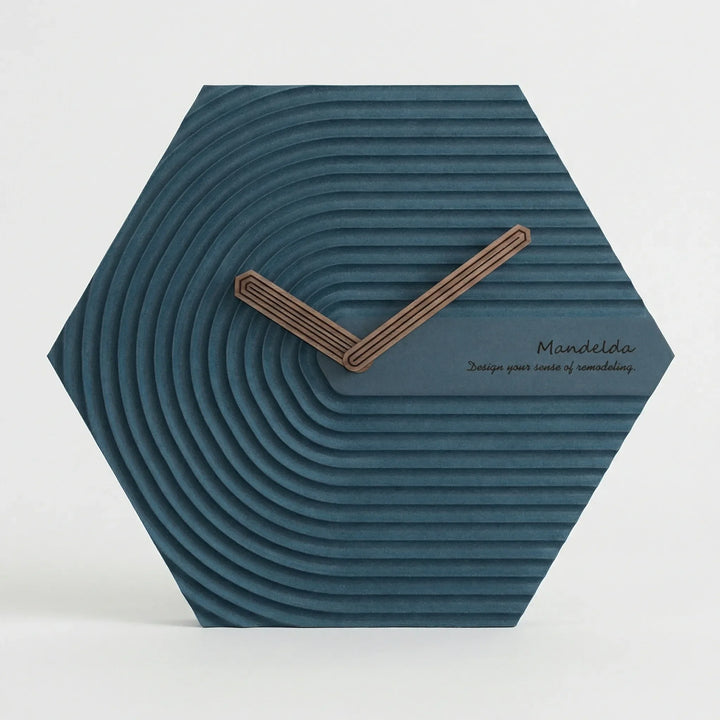 Minimalist hexagonal silent clock, perfect modern decor for quiet environments.