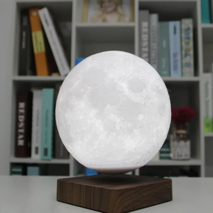 Levitating moon lamp, a modern LED night light & home decor piece for ambient lighting.