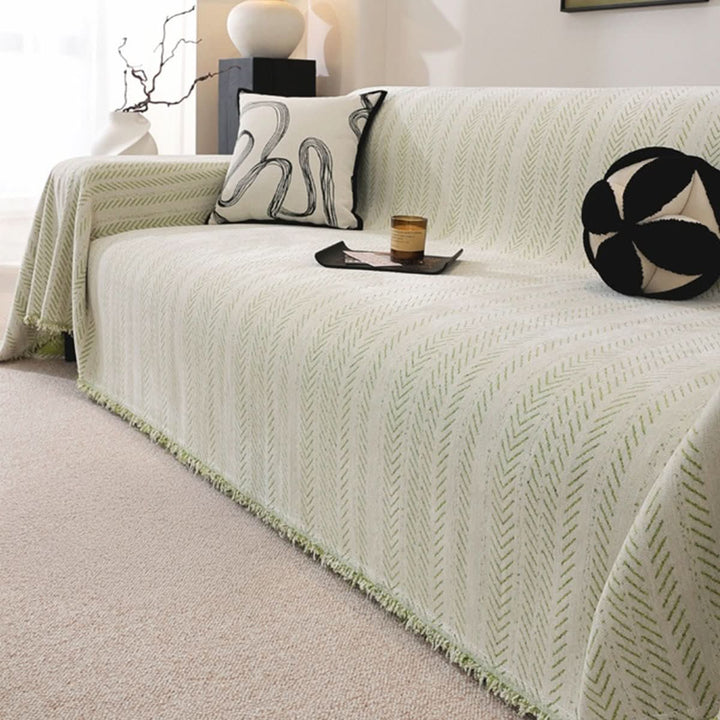 Pet-friendly chenille couch slipcover. Scratch-resistant furniture protector for your living room sofa.