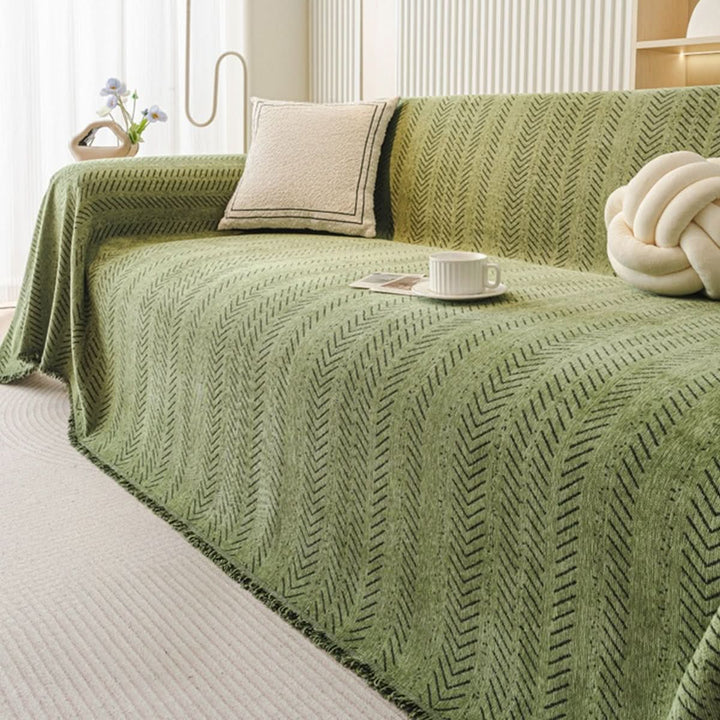 Cozy chenille sofa cover, soft home decor for living room. Washable and durable furniture protector.