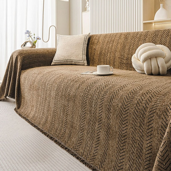 Soft chenille sofa cover for living room. Offers scratch-resistant protection & easy-wash convenience.