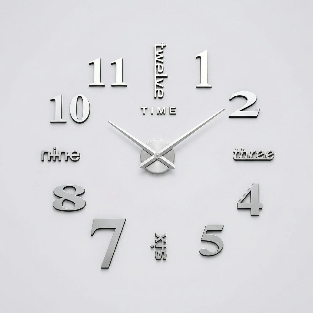 Oversized decorative wall clock with mirror effect. Modern home decor, a silent statement piece for living rooms.