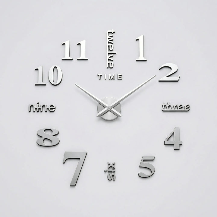 Oversized decorative wall clock with mirror effect. Modern home decor, a silent statement piece for living rooms.
