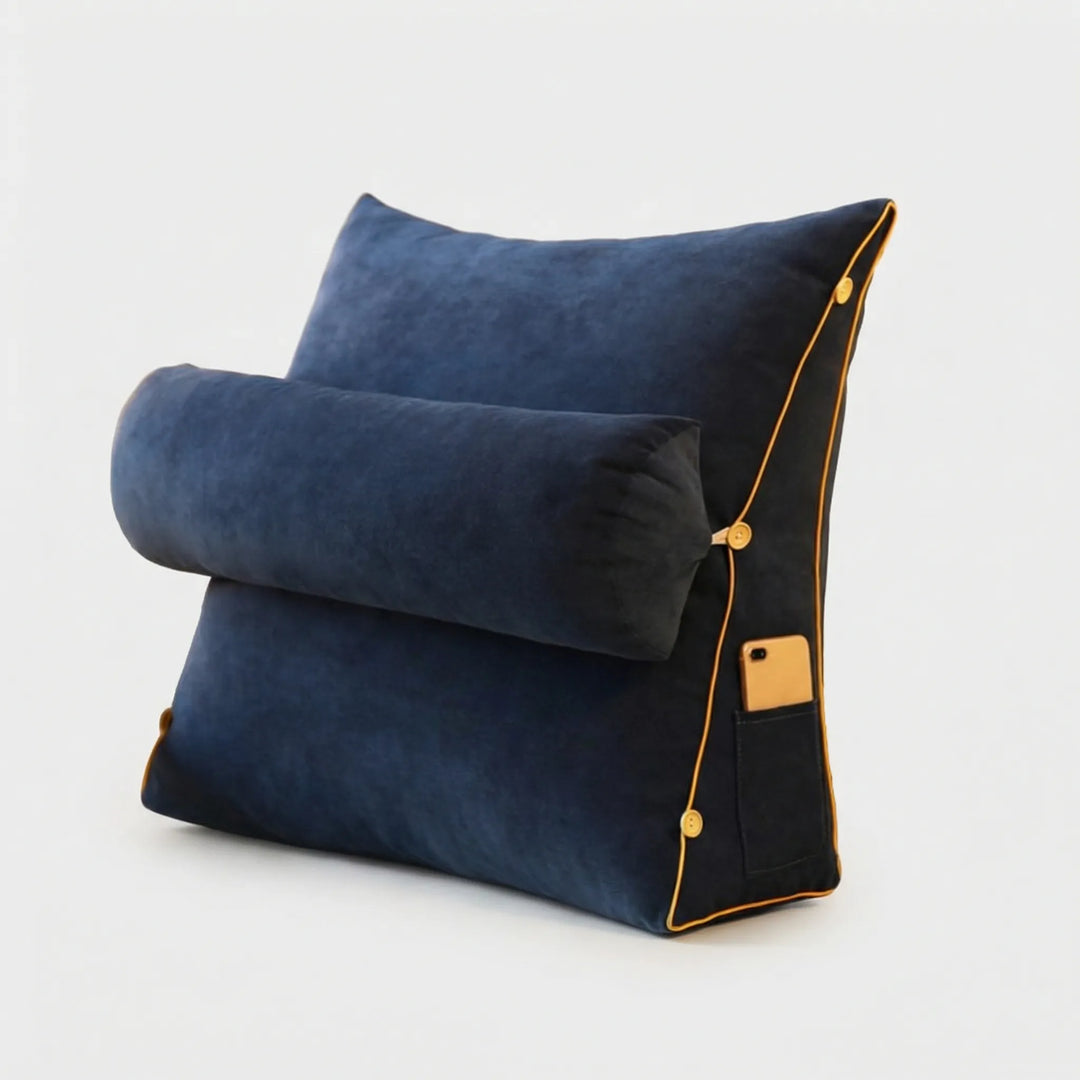 Ultra-soft back support pillow, a large plush wedge perfect for creating a cozy & relaxing bed nook.