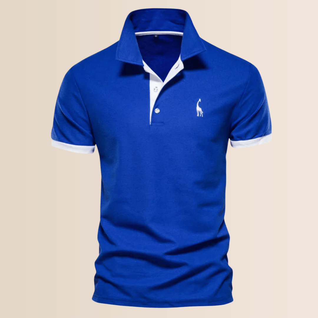 Stylish men's loose fit polo shirt featuring a stand collar & v-neck, perfect for casual spring & summer outfits.