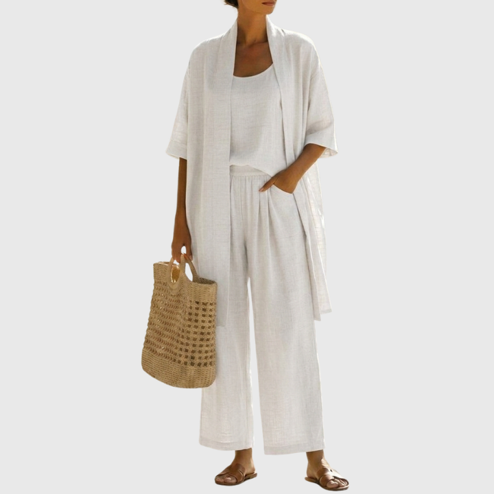 Women's lightweight breathable three-piece comfort set, perfect for summer loungewear.