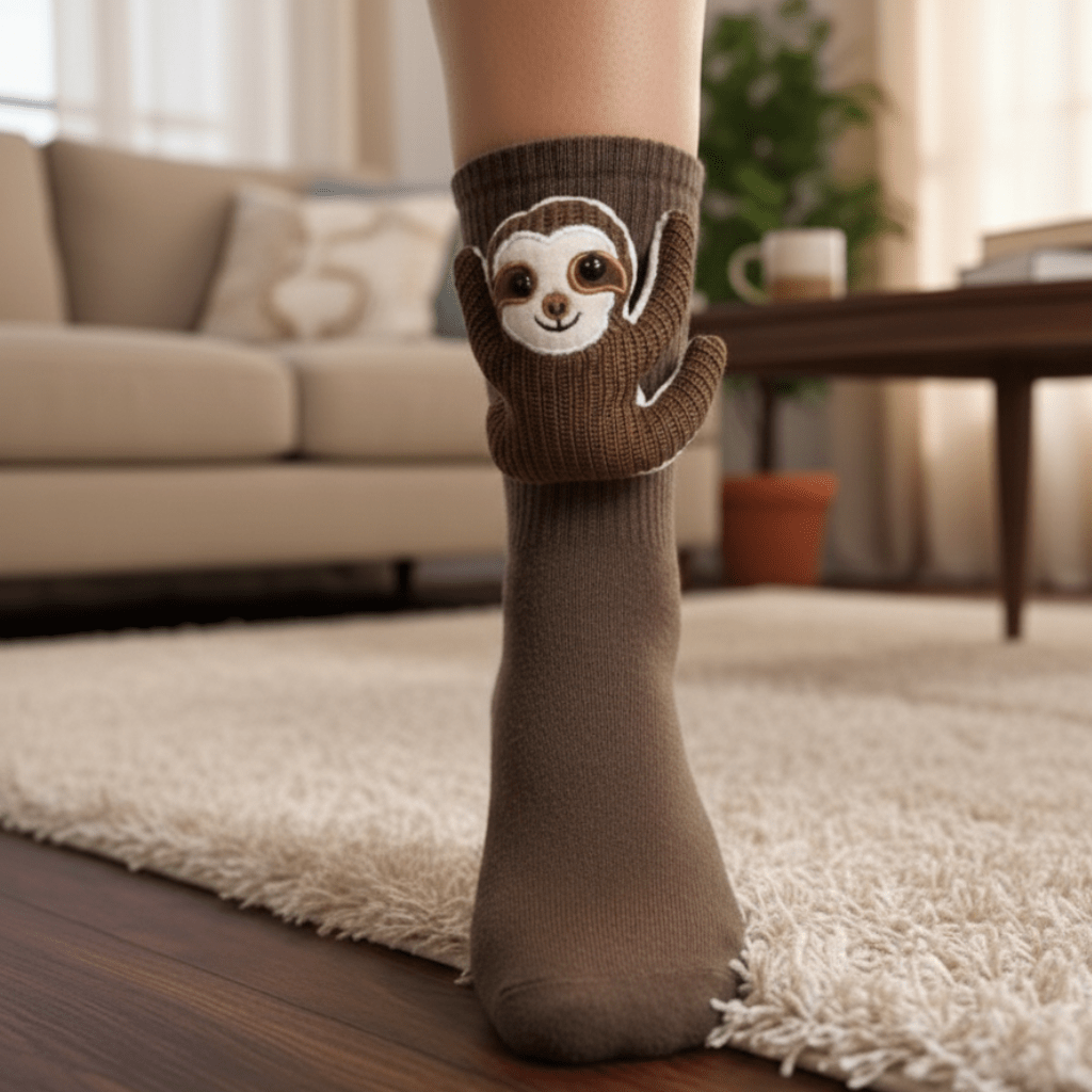 Unisex cozy house socks, plush and comfortable with a fun 3D animal design and non-slip sole for home wear.