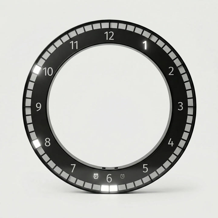 Elegant circular LED digital wall clock showing bright, clear time; perfect modern statement piece.