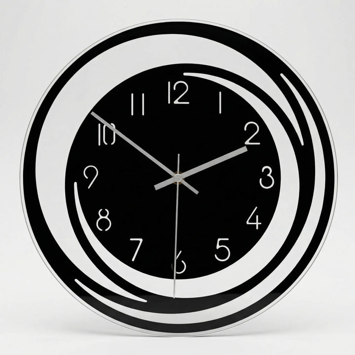 Contemporary quiet wall clock with a sleek round design, ideal for modern office and home decor.