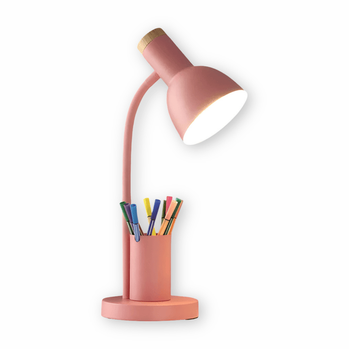 Premium modern LED desk lamp. Eye-care, adjustable task light with pen holder for organized office lighting.