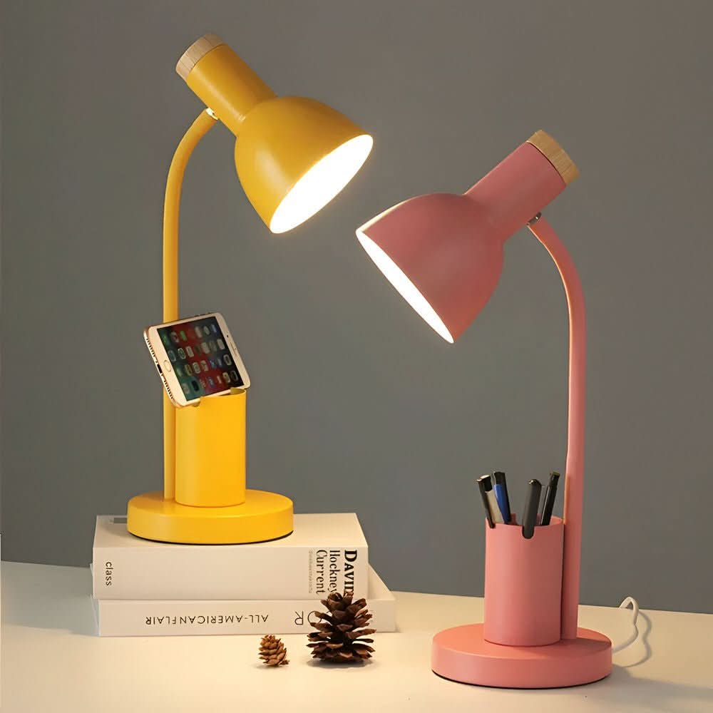 Stylish LED home office desk lamp. Contemporary design with adjustable light & built-in organization.