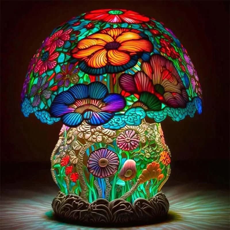 Unique decorative mosaic lamp, creating warm ambient light for any home space and relaxation.