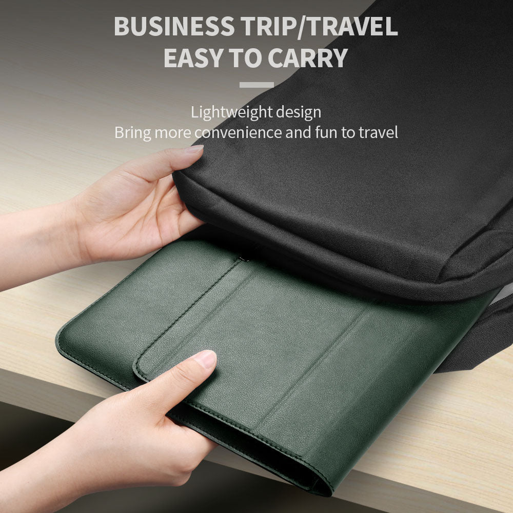 Versatile 3-in-1 laptop case, tech organizer & portable stand for professional device protection & travel.