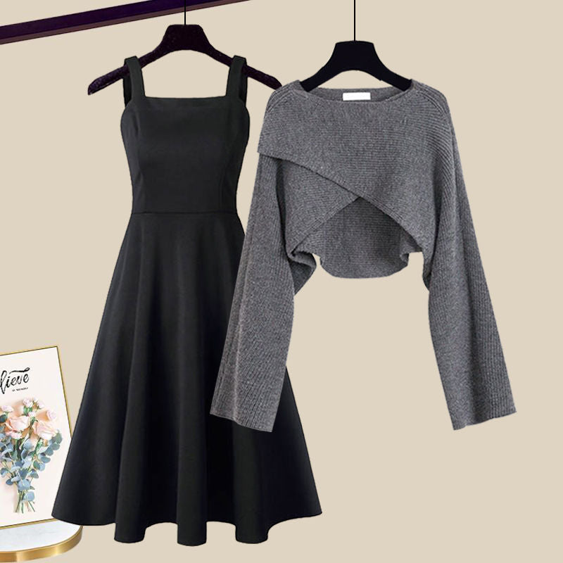 Women's versatile layered dress set with adjustable fit; includes A-line dress & cropped top. Stylish & comfortable.