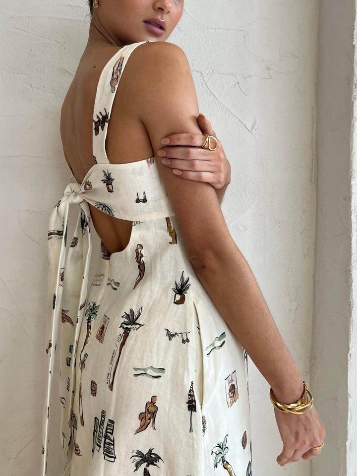 Stylish white square neck maxi dress. Sleeveless, long design for women, suitable as a summer party or casual dress.
