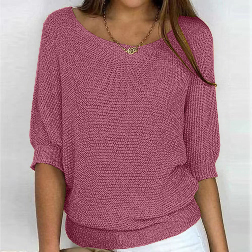 Plush soft-feel women's knit pullover sweater, ultimate cozy everyday comfort.
