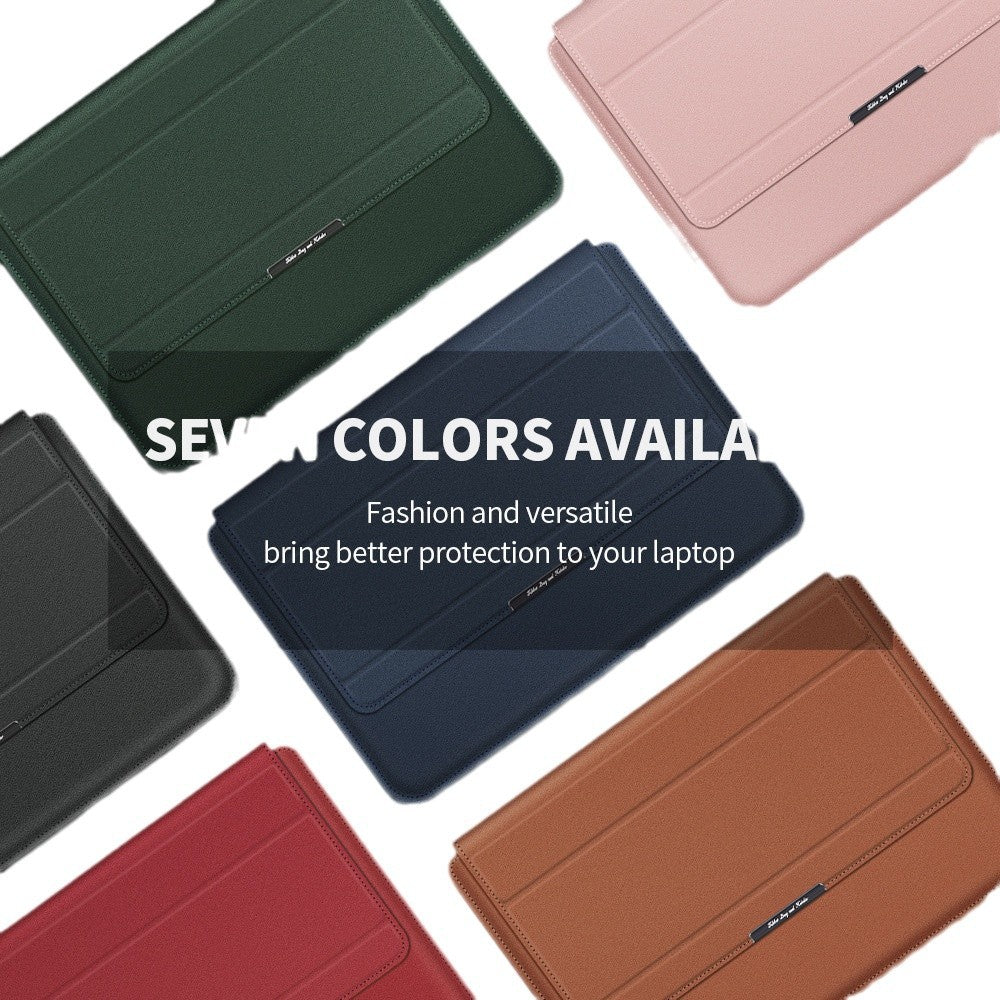 Multi-functional laptop sleeve with built-in portable stand, perfect for ergonomic work from home & office essentials.