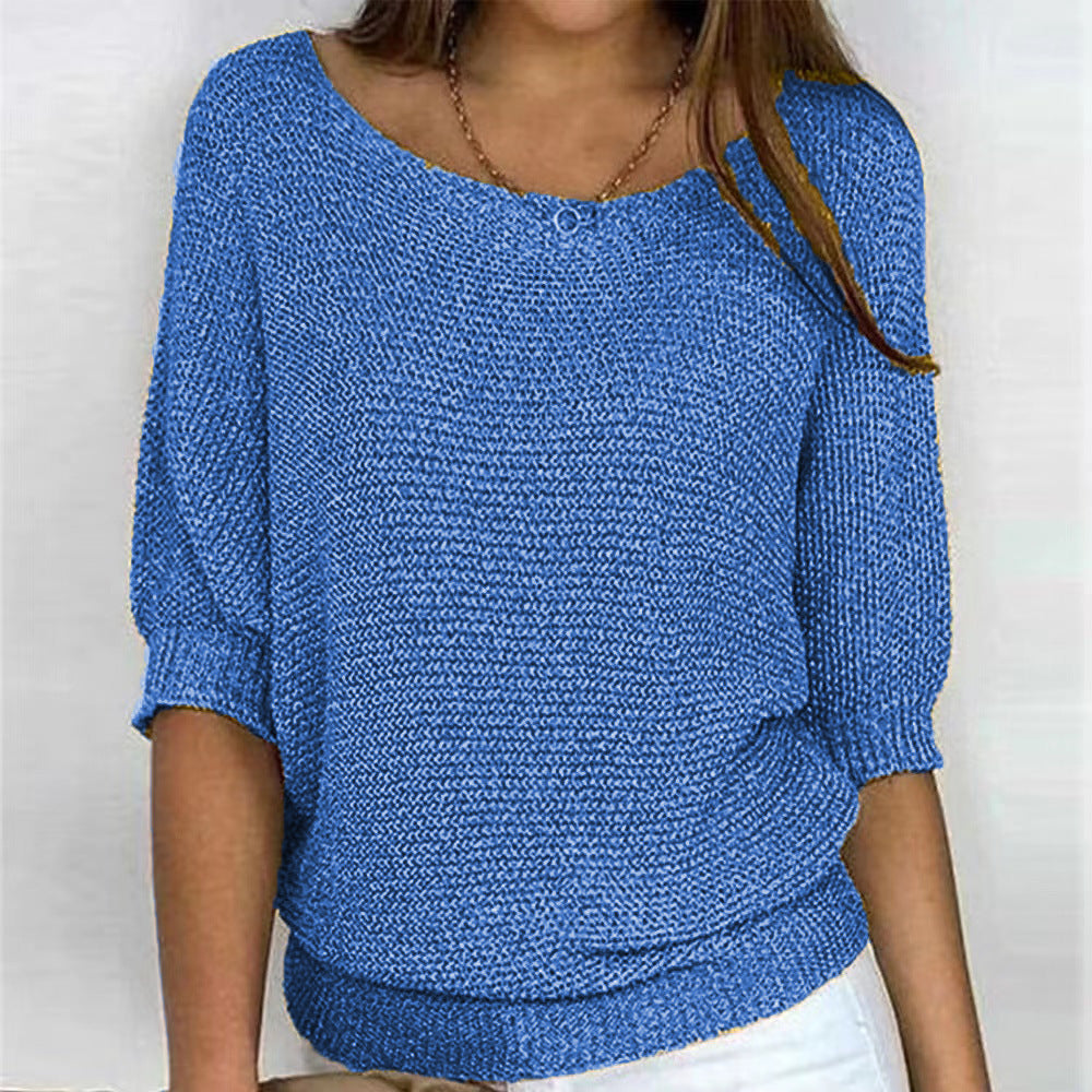 Elegant long sleeve women's cozy pullover sweater, relaxed fit for comfort.