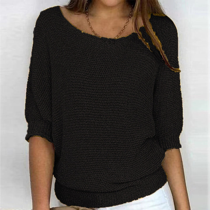 Stylish women's cozy pullover sweater, essential for fall & winter fashion.