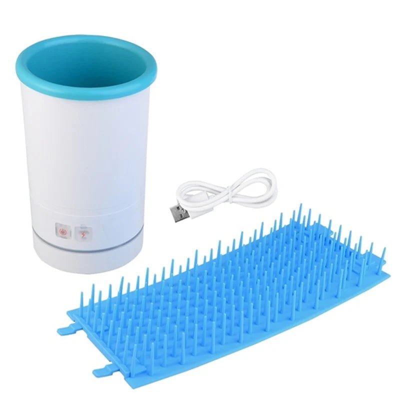 Keep pet paws clean with this automatic, rechargeable dog & cat paw cleaner featuring gentle silicone brushes.